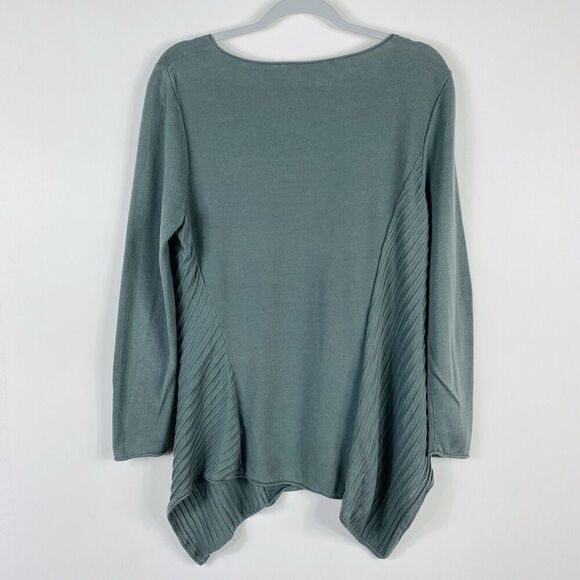 Soft Surroundings Size Petite Medium Handkerchief Hem Tunic Sweater Green Cotton - Picture 2 of 4